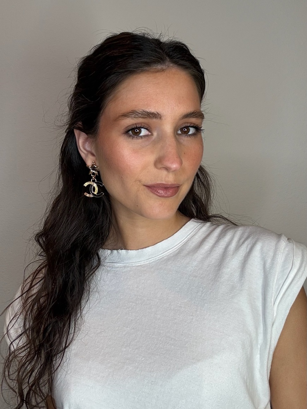 CHANEL Gold CC Drop Earrings with Chain Detail